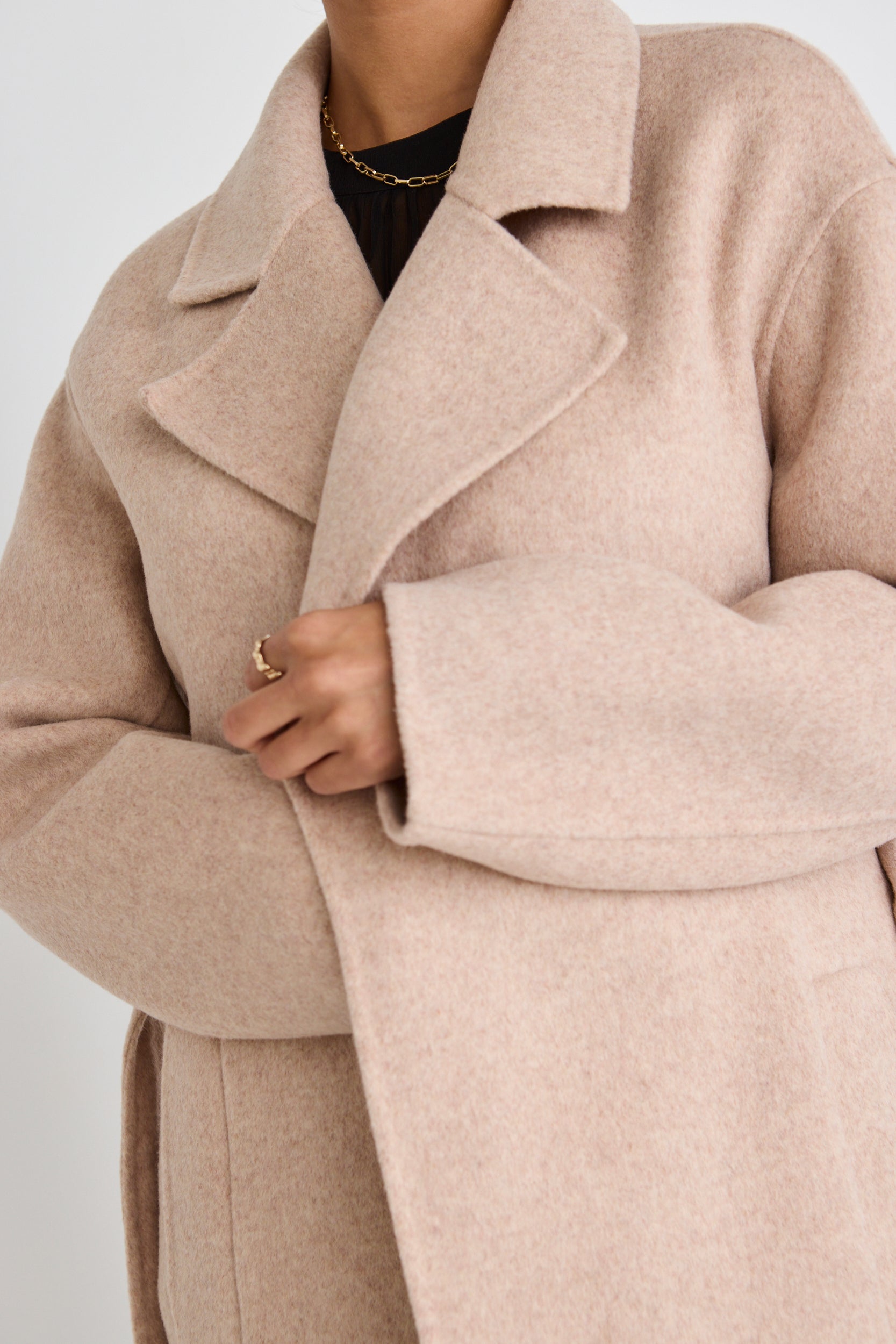 Geneva Oat Wool Blend Belted Coat