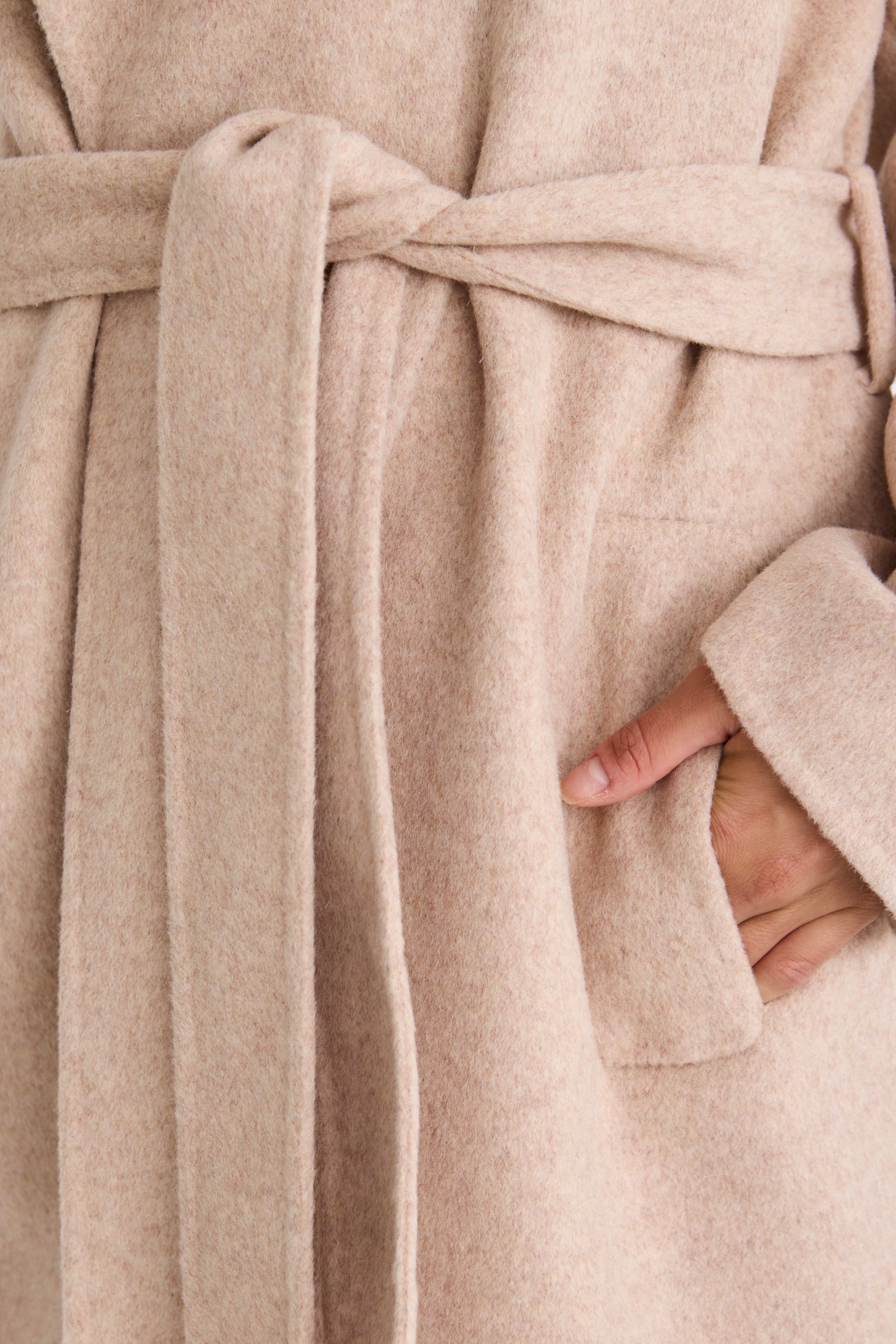 Geneva Oat Wool Blend Belted Coat