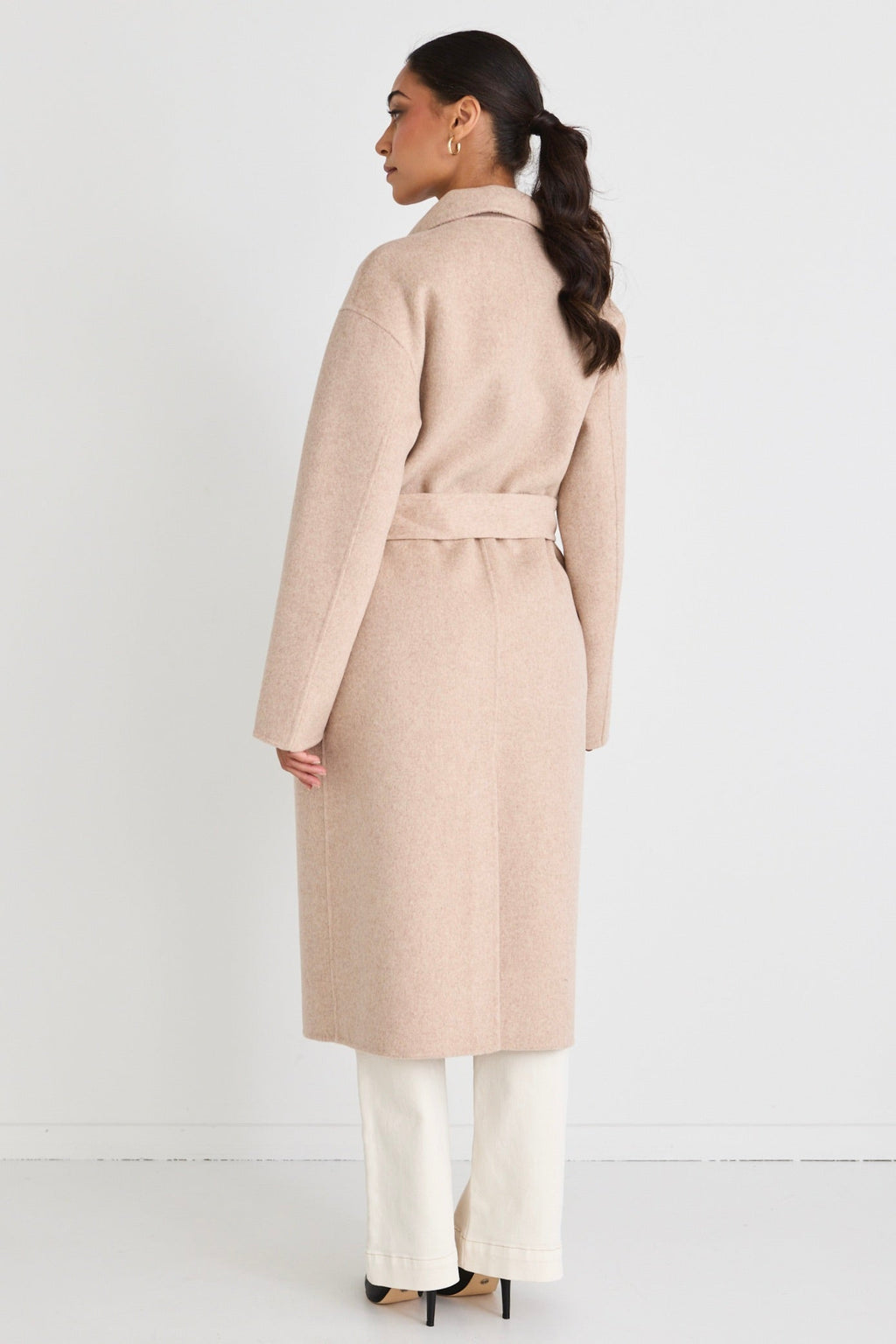Geneva Oat Wool Blend Belted Coat