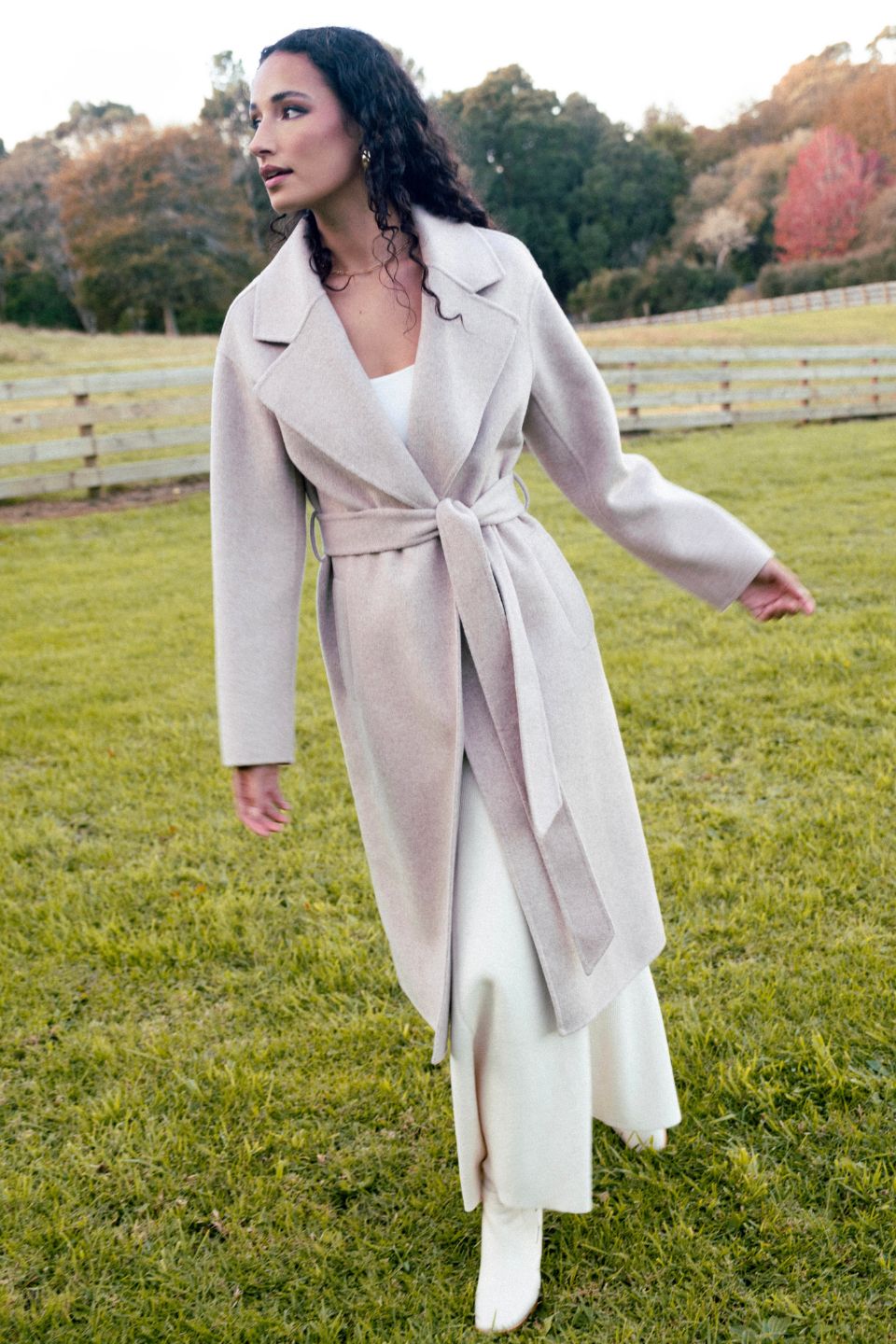 Geneva Oat Wool Blend Belted Coat