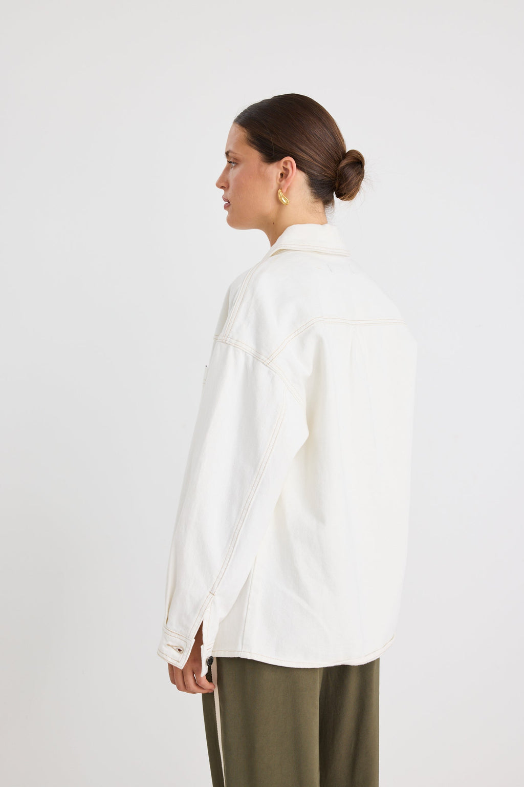 Outback Soft Ivory Relaxed Patch Pocket Denim Shacket