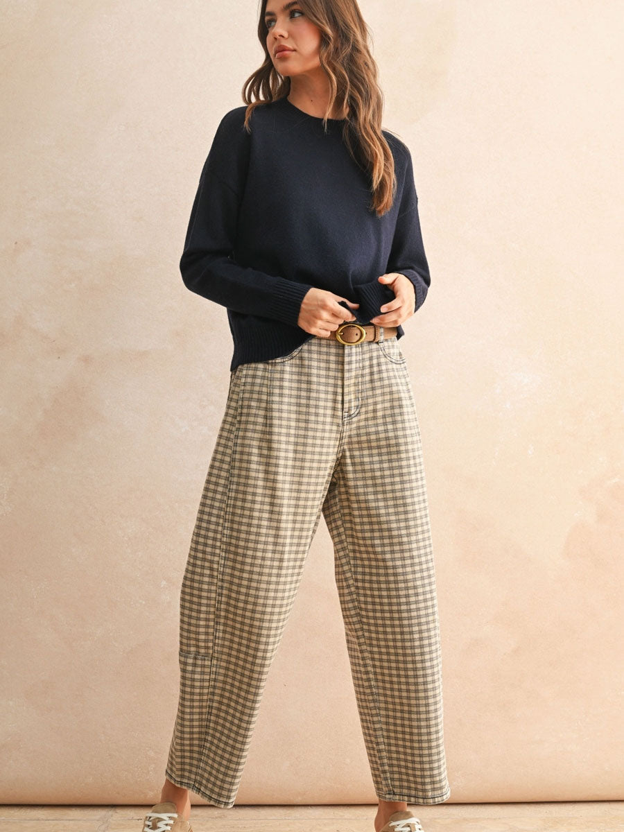 BARREL PANT - CHECKER PATTERN