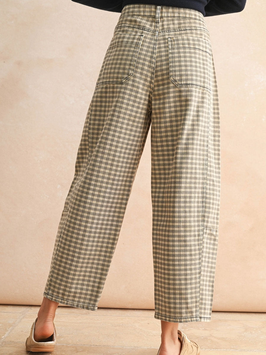 BARREL PANT - CHECKER PATTERN