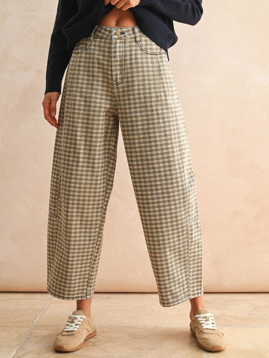 BARREL PANT - CHECKER PATTERN