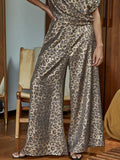 WOVEN SATIN ANIMAL PRINT PANT